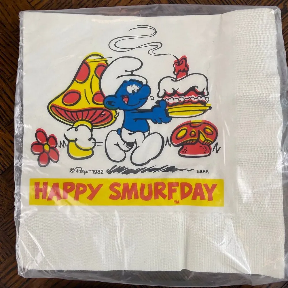 Vintage 1982 Smurf Birthday supplies